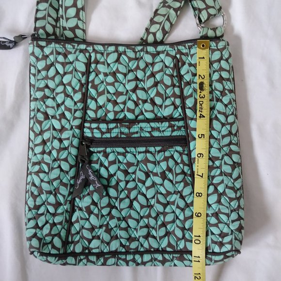 Vera Bradley Crossbody purse bag / Mint & Brown vine print - Picture 9 of 10